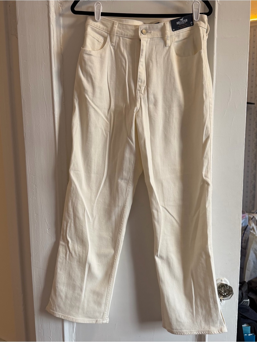 Hollister High Rise Cream Dad Jean NWT